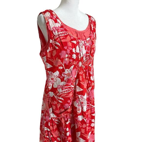 Desigual red tropical sleeveless pockets floral dress size XL - Picture 5 of 8